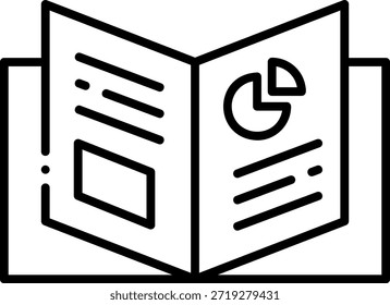 Open Book with Pie Chart and Text Icon