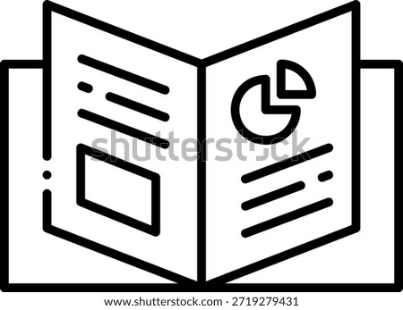 Open Book with Pie Chart and Text Icon