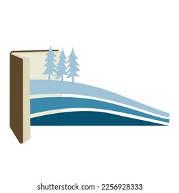 open book with pine tree