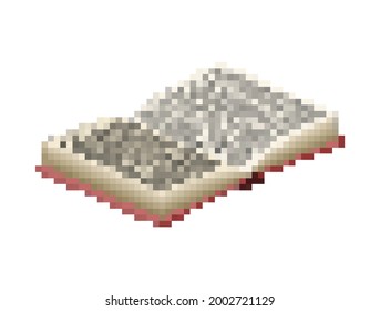 Offenes Buch Pixel Art 8 Bit. Vektorgrafik