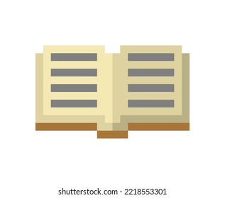 Open book Pixel art. 8 bit Book symbol. pixelated Vector illustration
