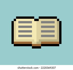 Open book Pixel art. 8 bit Book symbol. pixelated Vector illustration
