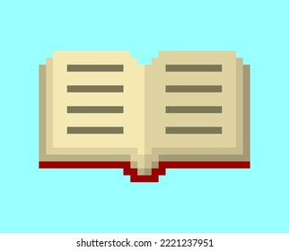 Open book Pixel art. 8 bit Book symbol. pixelated Vector illustration
