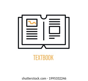 Open book pixel perfect linear icon. Dictionary page. Notebook and textbook. Student's diary. Thin line customizable illustration. Contour symbol. Vector isolated outline drawing. Editable stroke