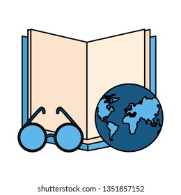 open book with planet earth icon