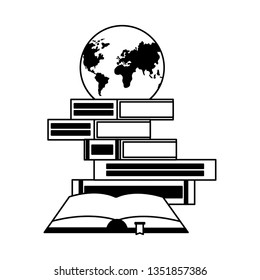 open book with planet earth icon