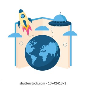 open book with planet earth icon