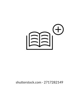 Abrir libro y más. Hábito de lectura, ganancia de conocimiento. Nueva adición a la Biblioteca. Icono de Vector de trazo perfecto y editable