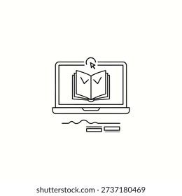 An open book with a question mark hovering above it on a laptop screen