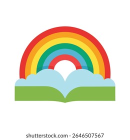 Open Book with Rainbow for Imagination and Storytelling