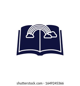 open book and rainbow silhouette style icon design, Education literature read library school university information learning and text theme Vector illustration