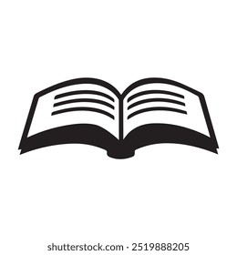 Open book with readable text icon on white background.