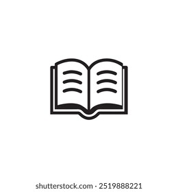 Open book with readable text icon on white background.