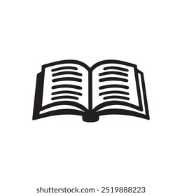 Buch mit lesbarem Textsymbol auf weißem Hintergrund öffnen.