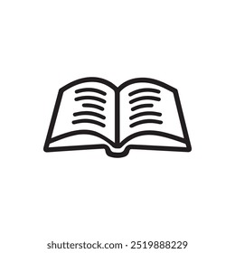 Abrir livro com ícone de texto legível no plano de fundo branco.