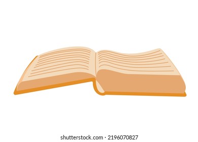 Open book for reading and education. Isolated on white background, flat vector cartoon illustration, clipart.