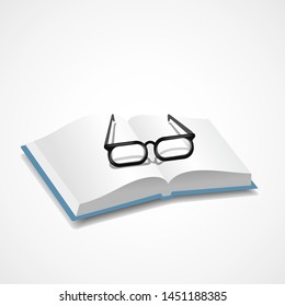 open book reading glasses realistic image
