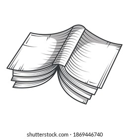 open book reading, library educational or learning concept vector illustration vector illustration engraving style