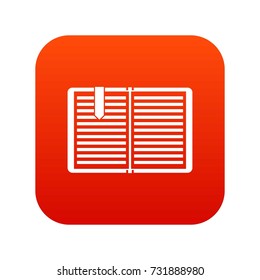 Open book with red bookmark icon digital red for any design isolated on white vector illustration