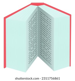 An open book with a red cover and imitation text. Simple vector illustration.