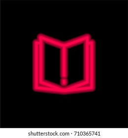 Open book red glowing neon ui ux icon. Glowing sign logo vector