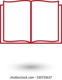 Open book - red vector  icon with shadow