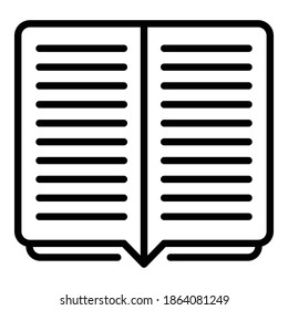 Open book report icon. Outline open book report vector icon for web design isolated on white background