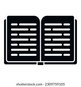 Abrir el icono de informe de libro vector simple. Documento de negocios. Ayuda para engranajes