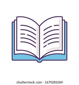 Open Book RGB Color Icon. Dictionary Page. Write University Paper. Notebook And Textbook. Student's Diary. Self Education. Library Symbol. Read Teacher's Assignment. Isolated Vector Illustration