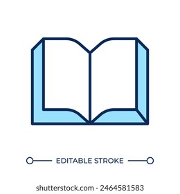Open book RGB color icon. Educational resource. Reading and learning material. Academic book. Literature symbol. Isolated vector illustration. Simple filled line drawing. Editable stroke