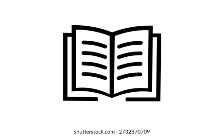 open book school symbol, black isolated silhouette
