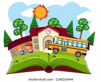 Open book school theme illustration