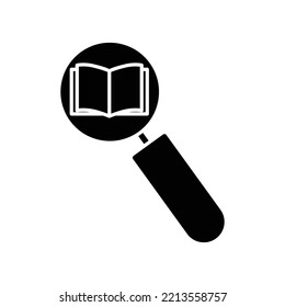 Open book in search glyph icon illustration. icon illustration related to search. Simple vector design editable.