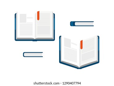 Open Book Set Flat Vector Design Icon