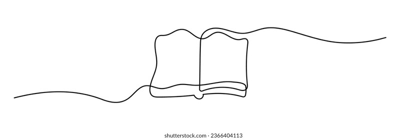 Open Book shape drawing by continuos line, thin line design vector illustration