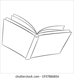 Open book from the side of the binding. Vector icon for design on the topic of reading.Vector isolated on white, outline style.