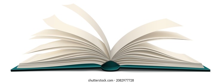 Open book side view mockup. Realistic flipping pages - Shutterstock ID 2082977728