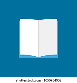 Open book sign or icon in flat style on blue background