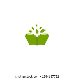 Open Book Silhouette Green Leaves Flat Stock Vector (Royalty Free ...