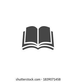 Open Book Silhouette Icon Black and White Vector Graphic