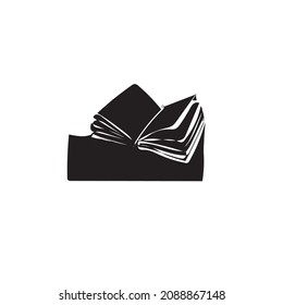 open book silhouette illustration icon vector continuous line