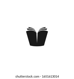 Open book  silhouette. Isolated on white background. Flat icon. Vector illustration. Magic, creative reading logo. Fairytale pictogram. Book for kids. Power of knowledge sign.