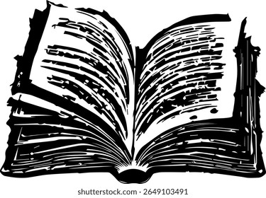 Open Book Silhouette Vector Black Knowledge Clipart on White Background