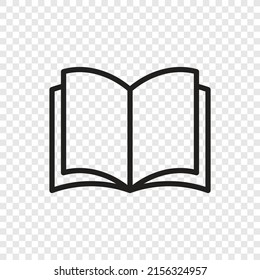 Open book simple icon vector.Flat design. Transparent grid.