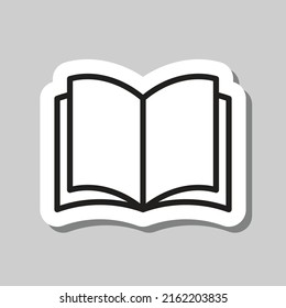 Abrir un libro simple vector de icono.Diseño plano. Pegar con sombra sobre fondo gris.ai