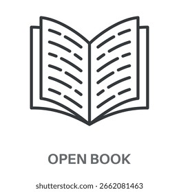 Icono de diseño de contorno de estilo simple de libro abierto