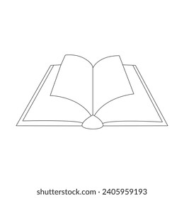 Open book single line art design with Continuous one line book outline vector art illustration 