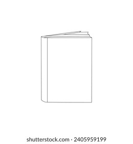 Open book single line art design with Continuous one line book outline vector art illustration 