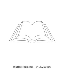 Open book single line art design with Continuous one line book outline vector art illustration 