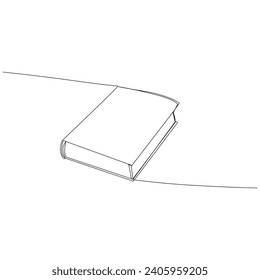Open book single line art design with Continuous one line book outline vector art illustration 